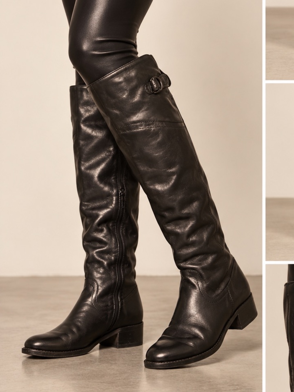 Italian Lavorazione Artigiana Black Leather Knee High Riding Boots EU 38